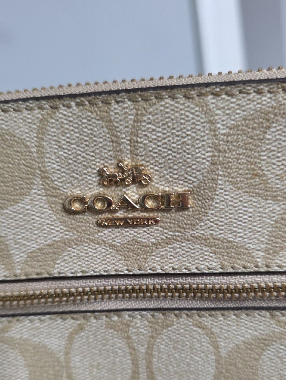 Coach Beige Signature Canvas Crossbody with Gold Accent - Picture 4 of 8